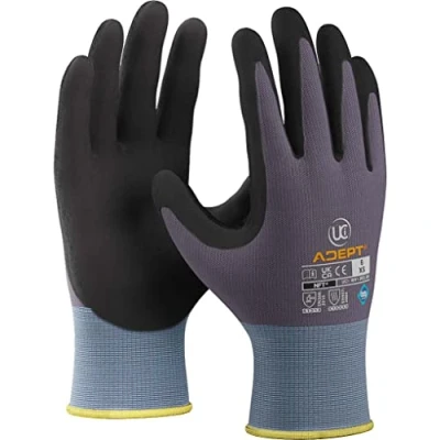 Image of UCi Adept PC Nylon &amp; Lycra Blend Soft Stretchy Nitrile Foam Coated Work Gloves (9 / Large)