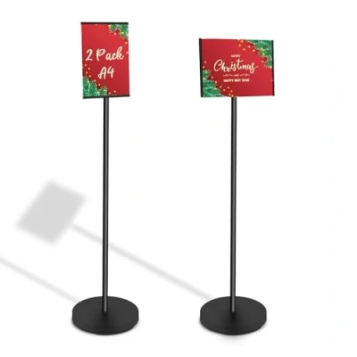 Image of RayLove Floor Standing Poster Stand,A4 Sign Holder Stand, Aluminum For Vertical And Horizontal View Displayed black