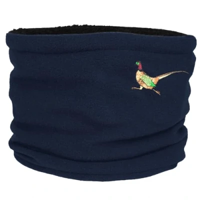 Image of TeddyT&#039;s Pheasant Fluffy Fleece Thermal Snood Scarf (Navy Blue)