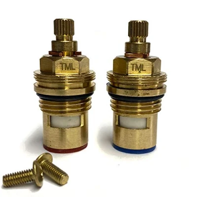 Image of Replacement Ceramic Disc Quarter Turn Tap Cartridges (Pair) 20 Teeth BSP 1/2&quot; x 50mm Supplied with Solid Brass Screws (VR03)