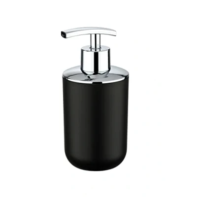 Image of WENKO Dosificador de jabón Brasil Negro, TPE, Black, 9 x 7.3 16.5 cm