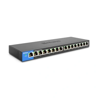 Image of Linksys LGS116 16 Port Gigabit Unmanaged Network Switch Home / Office Ethernet Hub with Metal Housing Wall Mount or Desktop Splitter, Easy Plug &amp; Play Connection