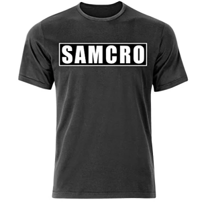 Image of Sons of Anarchist SOA Anarchy Mens Samcro T Shirt (S 3XL) Redwood Original Reaper Patch (2XL) Black