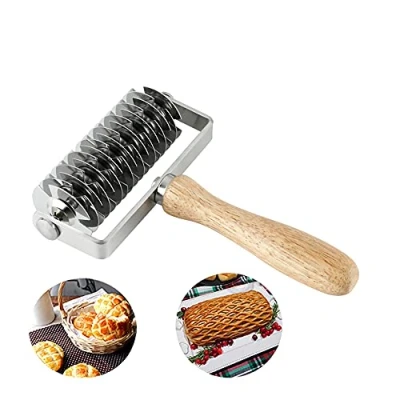 Image of Akaigu Stainless Steel Roller Dough Lattice Pizza Cutter Kitchen Cooking Baking Tools