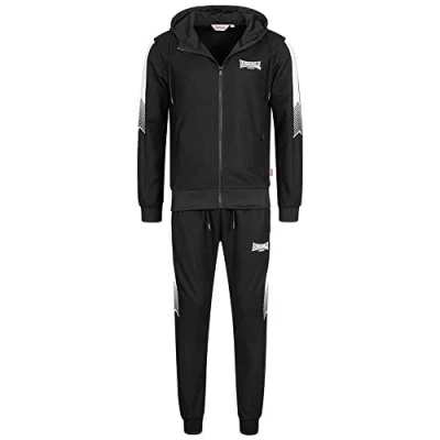 Image of Lonsdale Men&#039;s Marthall Training Suit, Black/White, S UK