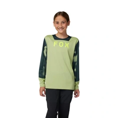 Image of LONG SLEEVE BIKE JERSEY FOX JUNIOR DEFEND TAUNT PALE GREEN YM