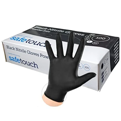 Image of 100 Disposable Strong Black Nitrile Gloves Powder Free Latex Examination Multipurpose Rubber (Medium, Black)