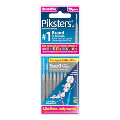 Image of Piksters Interdental Brushes, Size 0, Grey Handle
