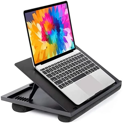 Image of HUANUO Lap Desk, Laptop Tray, Lapdesk with Cushion Adjustable 8 Angles, for Notebook, Tablet, Stand Fit up to 15,6&quot;, Portable Tray Desk &amp; Suitable Travel, Work, Home