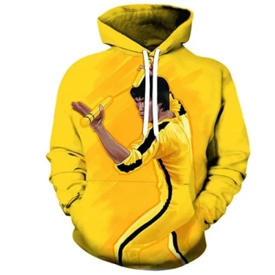 Image of Men&#039;s Li Xiaolong Dragon 3D Printed Hoodies Chinese Kung Fu Long Sleeve Sweatshirt Hooded Sweater Pullover Casual Tracksuit Tops