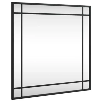 Image of vidaXL Square Wall Mounted Mirror, 50x50cm Black Iron Frame, Clear Glass Contemporary Home Decor