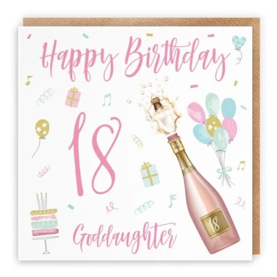 Image of Hunts England Goddaughter 18th Birthday Card Happy 18 Champagne Collection