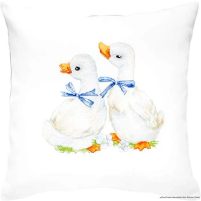 Image of Luca S PB160 Cross Stitch Cushion, Cotton, Multicoloured, 40 x cm