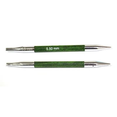 Image of KnitPro Royale: Knitting Pins: Circular: Interchangeable: Special: 11.6cm x 5.50mm, Birchwood, brass, Multi Colour, 5.5mm
