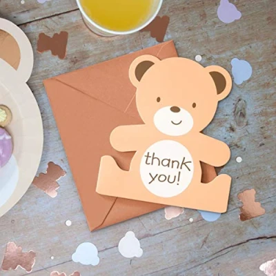 Image of Hatton Gate Teddy Bear Shaped Thank You cards 8 with envelopes per pack