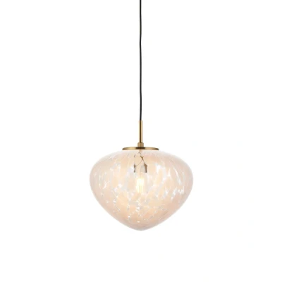 Image of Mali Globe Pendant Ceiling Light Satin Brass Plate, White Confetti Glass, 1x E27