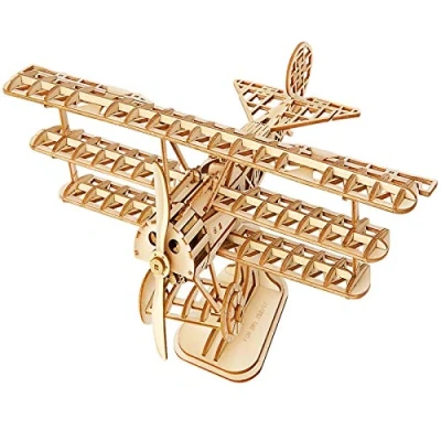 Image of Rolife 3D Wooden Model Kits for Adults Kids Airplane Woodcraft Construction Kit Puzzle DIY Toy Gift