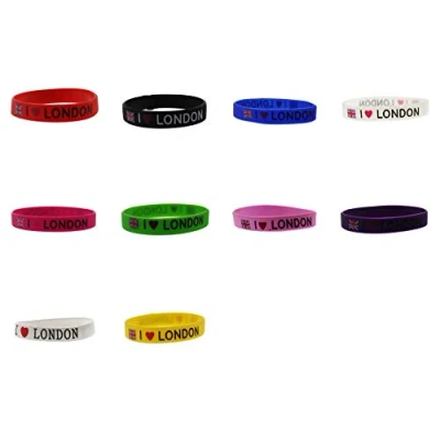 Image of Zac&#039;s Alter Ego Set of 10 Assorted Colour Union Jack Silicon Bracelets