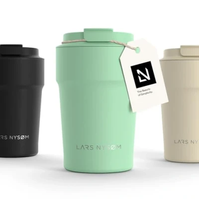 Image of LARS NYSØM Thermo Coffee Mug to Go 13oz Travel 0.38 Liter with Insulation Leak Proof Stainless Steel Thermal Tumbler for and Tea on The (Mint Green, 380ml)