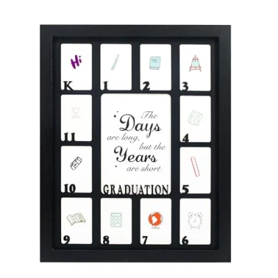 Image of GMFrames School Days Photo Frame K 12 Years Picture Frames 11 * 14 for Kindergarten to 12th Grade Holds (1) 5x7 &amp; (12) 2x3 Wallet Size Photos Black