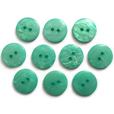 Image of Mother of Pearl Effect Colour Buttons Round 2 Hole Pack 10 (Turquoise, 20mm)