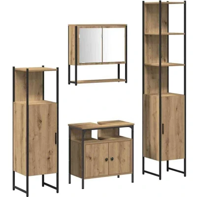 Image of vidaXL 4 Piece Bathroom Furniture Set in Artisan Oak.