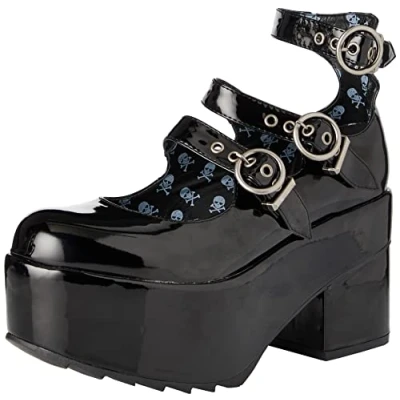 Image of LAMODA Women&#039;s Run The World Mary Jane, Black Patent, 4 UK