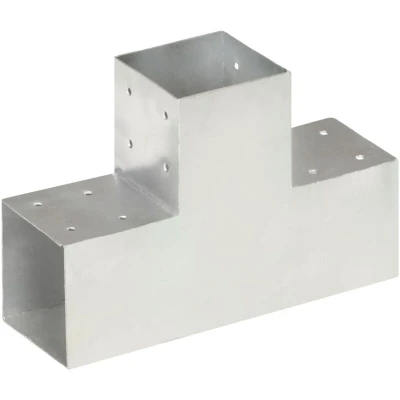 Image of vidaXL Post Connector T Shape Galvanised Metal 101x101 mm