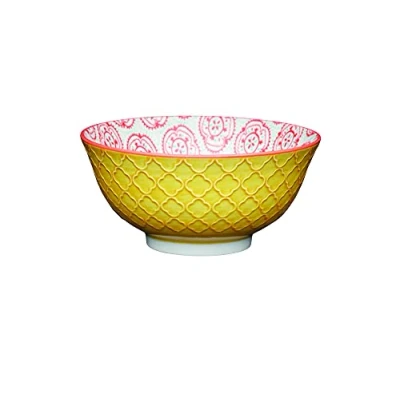 Image of KitchenCraft 16cm Ceramic Bowl Bright Yellow Floral