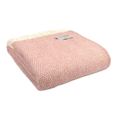 Image of Tweedmill Textiles 100% Pure New Wool Beehive Throw, Pink, 150x180cm
