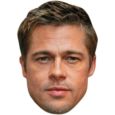 Image of Brad Pitt (Stubble) Celebrity Mask, Flat Card Face, Fancy Dress Mask