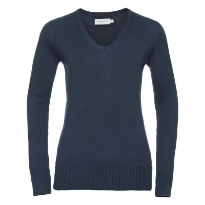 Image of Russell Athletic Collection Womens/Ladies Marl V Neck Sweatshirt (French Navy) Size Medium