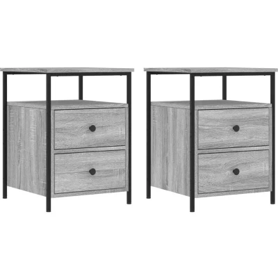 Image of vidaXL Bedside Cabinets 2 pcs Grey Sonoma 44x45x60 cm Engineered Wood