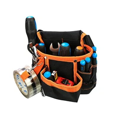 Image of 7 Pockets Gardening Tools Belt Bags Garden Waist Bag Hanging Pack Plier Wrench Pouch Storage(Orange)