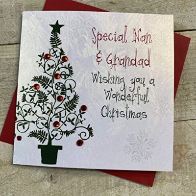Image of Nan &amp; Grandad Handmade Christmas Card Tree by White Cotton Cards FPS5
