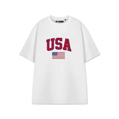 Image of USA Unisex White T Shirt Flag Graphic Design Tee for Men &amp; Women Summer Olympics Apparel Sports Enthusiasts