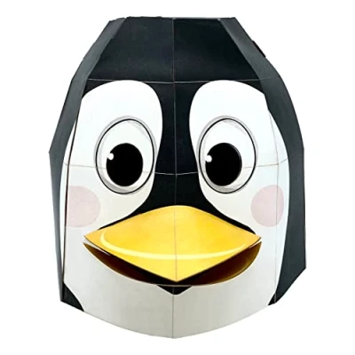 Image of 3D Mask Kit (Penguin) by Fiesta Crafts Colourful &amp; Easy to Assemble Head Costume Complete Arts and Set Improve Motor Skills, Creativity, Imagination Fits Kids Adult Heads