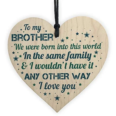 Image of RED OCEAN Handmade Brother Birthday Gifts From Sister Family Wooden Heart Thank You Big Novelty