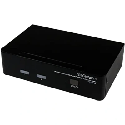Image of StarTech.com 2 Port DisplayPort KVM Switch 2560x1600 @60Hz Dual DP USB, Keyboard, Video, Mouse Box w/ Audio for Computers and Monitors (SV231DPUA)