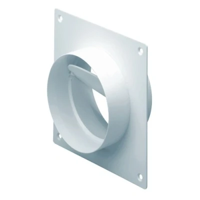 Image of Domus 4&quot; Rigid Duct Straight Connector with Damper &amp; Wall Plate 6&quot;