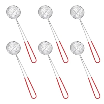 Image of 6 Piece Stainless Steel Colander, Fine Kitchen Utensils, Pearl Crushing Spoon, Sieve, Crumble with Handle, Strainer, Mesh Sieve