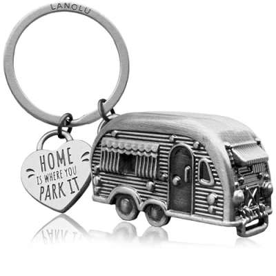 Image of LANOLU Caravan Keychain Gift, Motorhome Gift for Camping and Campers, 3D Pendant Accessory made of Metal