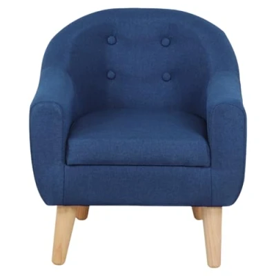 Image of DGBAOBEI Single Linen Fabric Children&#039;s Armchair, Toddler Sofa and Couch with Wooden Legs, Gift for Kids Under 4 Years Old (Blue)