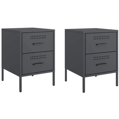 Image of vidaXL Bedside Cabinets 2 pcs Anthracite 36x39x50.5 cm Steel