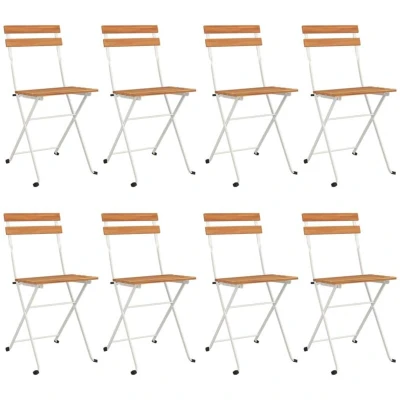 Image of vidaXL Folding Bistro Chairs 8 pcs Solid Wood Acacia and Steel