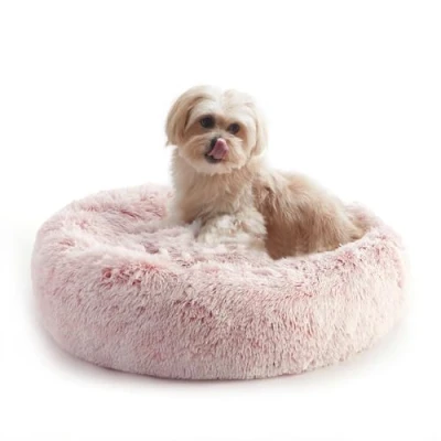 Image of WESTERN HOME WH Dog Bed,Cat Kitten Bed large washable,Waterproof Scruffs Bed,Fluffy Plush Basket with Anti Slip Bottom,Pink,M (50x50x20 cm)