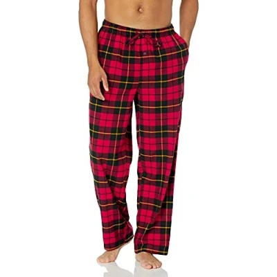 Image of Amazon Essentials Men&#039;s Flannel Pyjama Trousers (Available in Big &amp; Tall), Black Red Buffalo Plaid, XL