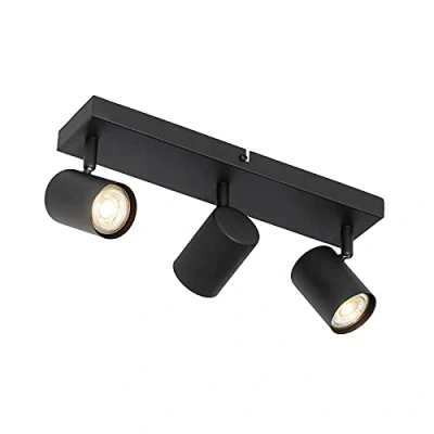 Image of Qazqa Modern Ceiling Lamp I Flush Light Black 3 Adjustable Rectangular Jeana Suitable for LED GU10 Way Steel Surface Mounted spotway Li