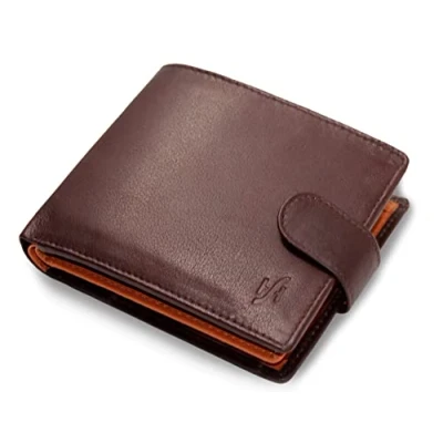 Image of STARHIDE Mens RFID Blocking Compact Real Leather Coin Pocket Billfold Wallet Id Card Holder 1075 Brown Tan