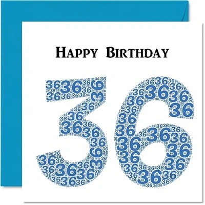 Image of Fun 36th Birthday Cards for Men Shapecloud Happy Card Dad Mum Son Daughter Brother Sister Uncle Auntie Cousin, 145mm x Greeting Cards,